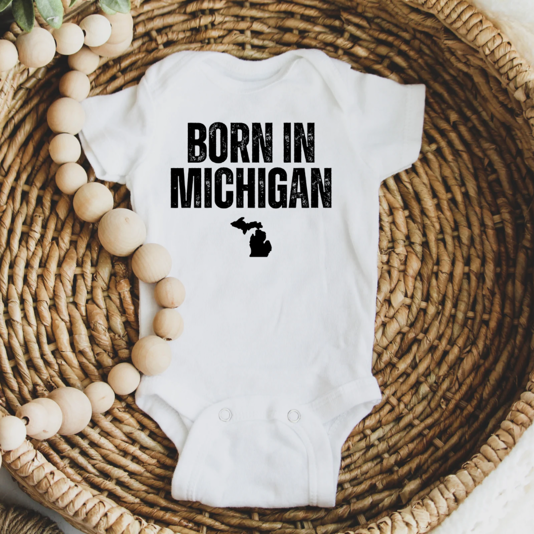 Born In Michigan (baby onesie)