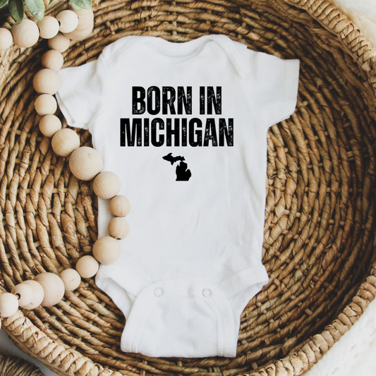 Born In Michigan (baby onesie)